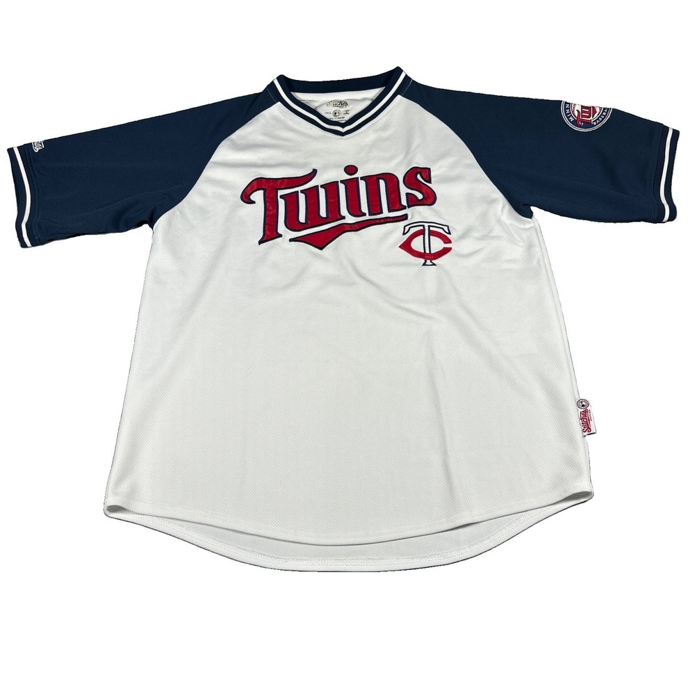Minnesota Twins MLB Jersey Stitches White Navy Blue Mens Size Large
